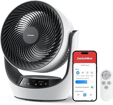 SwitchBot - Smart Desk Fan for Bedroom, Rechargeable 3600mAh Corded and Wireless Air Circulator, 90° Oscillation, 22dB Quiet, 9 Speed, App and على Amazon.ae - متتبع الأسعار