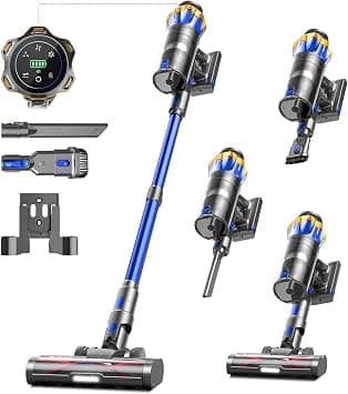 55KPA/650W/70mins Cordless Vacuum Cleaner, 1.6L Self-Standing Anti-Tangle Vacuum cleaners for Home with OLED Touch Screen, Wall-Mounted Charging, Upright Vacuum for Pet Carpet Car Hardwood Floor - متتبع أسعار Amazon.sa