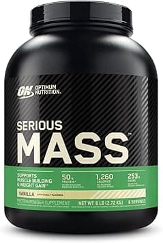 Optimum Nutrition (ON) Serious Mass: High Protein Muscle Building and Weight Gainer Protein Powder, 50 Grams of Protein, Vitamin C, Zinc And Vitamin D for Immune Support - Vanilla, 6 Lbs (2.72 kg) on Amazon.sa - Price Tracker