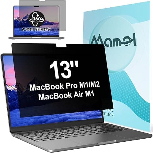 360° Privacy Screen for Macbook Pro 13 Inch (2016-2022, M1, M2) & Air 13 inch (2018-2021, M1), Anti Glare Blue Light Filter, Nano No Glue Anti Spy Black Protector for Mac Pro 13In Laptop Computer on Amazon.ae - Price Tracker