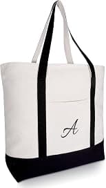 DALIX Personalized Tote Bag Monogram Black - A - Amazon.ae Price Tracker