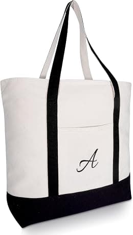 DALIX Personalized Tote Bag Monogram Black - A - Amazon.ae Price Tracker