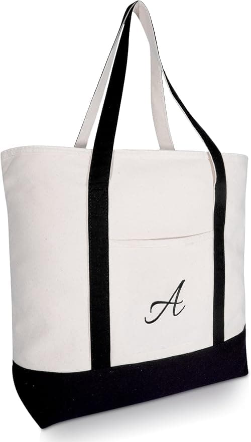 DALIX Personalized Tote Bag Monogram Black - A on Amazon.ae - Price Tracker