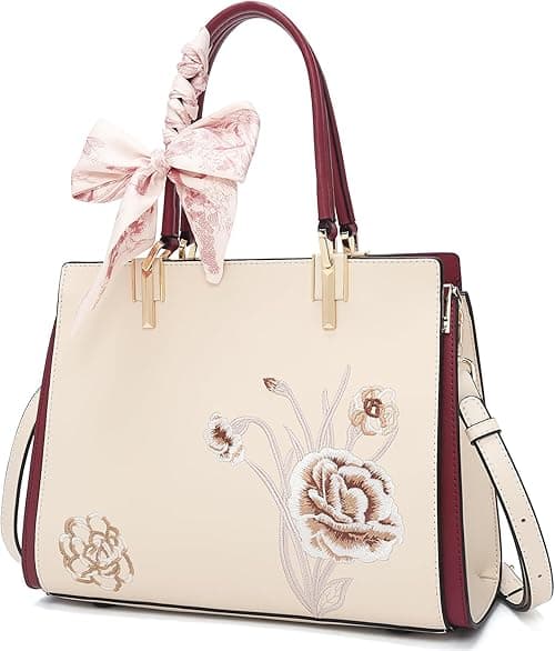 FOXLOVER Leather Satchel Handbags for Women Tote Shoulder Bag vintage Crossbody Bag Purse Top Handle bag with Embroidery on Amazon.ae - Price Tracker
