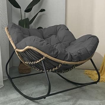Oversized Outdoor Rocking Chair – Comfy Stainless Steel Egg Chair with Green Velvet Cushion & Sturdy Metal Legs Perfect for Patio Garden and Relaxation على Amazon.ae - متتبع الأسعار