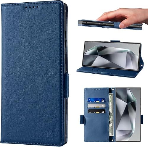 Wallet Case for Samsung Galaxy S25 Ultra Phone Cases Premium Leather PU Flip Cover Magnetic Buckle Shockproof Closure Book Design with Kickstand & Card Slots S25 Ultra Case - Blue on Amazon - Best Deal Finder