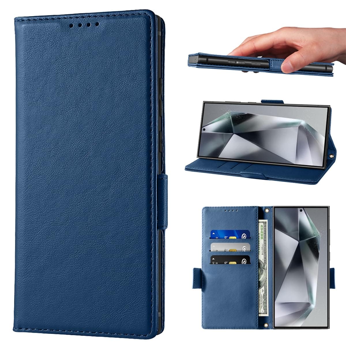 LANJLM Wallet Case for Samsung Galaxy S25 Ultra Phone Cases Premium Leather PU Flip Cover Magnetic Buckle Shockproof Closure Book Design with Kickstand & Card Slots S25 Ultra Case - Blue on Amazon.ae - Price Tracker