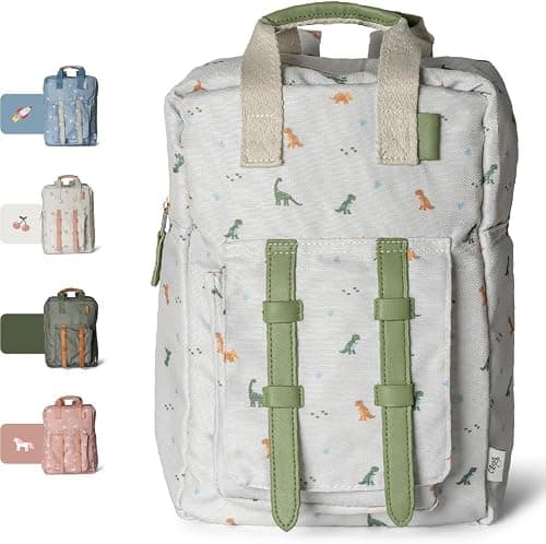Kids School Backpack 5-8 years, Easy to Carry & Durable, Made of Sustainable Materials, Spacious, Perfect for Nurseries and Travel, Classic Dino Print على Amazon.ae - متتبع الأسعار