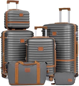 Joyway Luggage Set 3 Piece Suitcase Sets with Spinner Wheel,Hardside Expandable Travel Laggage with TSA Lock (13/20/24/28 Grey brown on Amazon.ae - Price Tracker