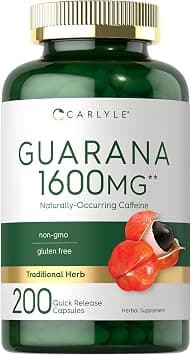 Carlyle Guarana Extract Capsules | 1600mg | 200 Count | Naturally Occurring Caffeine Supplement | Non-GMO, Gluten Free على Amazon.ae - متتبع الأسعار