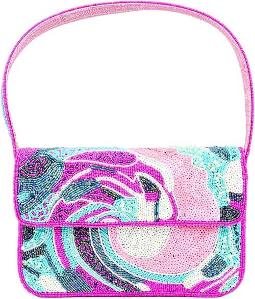 Dollars Fashion Handcrafted Beaded Bag ST11, Luxury Satin Clutch with Beads Embroidery, Elegant Bridal Purse for Wedding, Formal Party Crossbody Handbag, Unique Floral Gift for Women على Amazon.ae - متتبع الأسعار