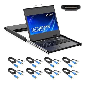 MT-VIKI Rack Mount KVM Console w/ 17.3'' Monitor Keyboard Touchpad | 1080P@60Hz Support OSD/Hotkey, Included 8 KVM Cables, Fit 1U 19'' Rack, Mount Depth 23.6-31.8" على Amazon.ae - متتبع الأسعار