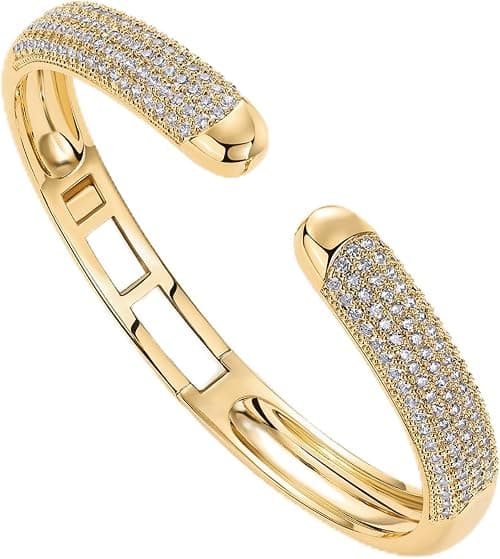 PAVOI 14K Gold Plated Premium Cubic Zirconia Bangle Bracelet for Women - Trendy Cuff Bracelets on Amazon - Best Deal Finder