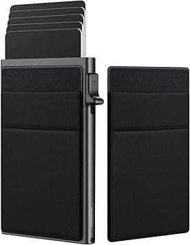 NALACAL Slim Card Holder Wallet - Minimalist Pop up Leather Wallet for Men RFID Blocking, Black on Amazon.ae - Price Tracker