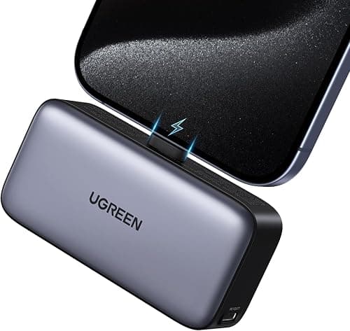 باور بانك من يو جرين 5000 مللي امبير بمنفذ USB تايب-C مع شحن سريع و كابل مدمج للهاتف و التابلت منفذين لون أسود على Amazon.sa - متتبع الأسعار