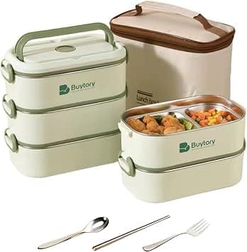 Large Bento Box Adult Lunch Box (74 Oz Large Capacity), Reusable, Including Lunch Bag, Fork And Spoon, 3 Dividers, Suitable For Work, Picnic, Dishwasher And Microwave Safe (Matcha green) on Amazon.ae - Price Tracker