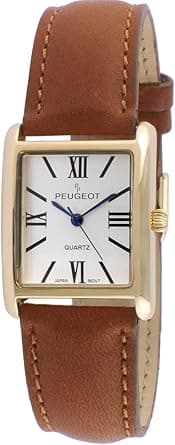 Peugeot Women's 14K Gold Plated Tank Leather Dress Watch with Roman Numerals Dial on Amazon.ae - Price Tracker