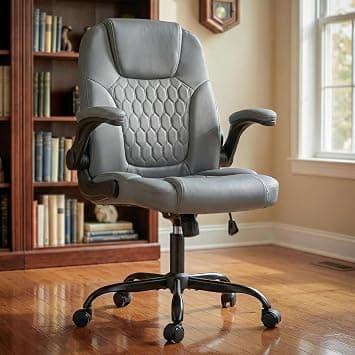 DROGO Aurum Ergonomic Office Chair for Work from Home | Computer Study Chair with Flip-up Armrests | PU Leather Executive Boss Chair with Recline, Heavy Duty Footrest & Lumbar Suppor (Grey) على Amazon.ae - متتبع الأسعار