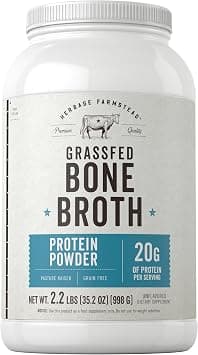 Carlyle Grass Fed Bone Broth Protein Powder | 35.2 oz (2.2lb) | 20g Protein | Pasture Raised, Grain Free Supplement | Non-GMO & Gluten Free | by Herbage Farmstead على Amazon.ae - متتبع الأسعار