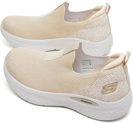 Women's Slip-On Athletic Walking Shoes, Elastic Strap Knit Mesh Sneakers - Lightweight Breathable Comfortable Casual Flats على Amazon.ae - متتبع الأسعار