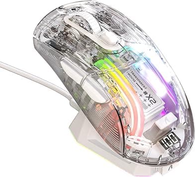 Wireless Gaming Mouse with Full Transparent Design, Dual Mode 2.4G/Bluetooth, 3D RGB Backlit, Ergonomic Silent 7-Button Rechargeable Mouse for Laptop, PC, Mac (Transparent) on Amazon - Best Deal Finder