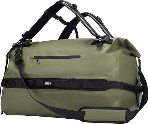 MIER Large Waterproof Duffel Bag Rolltop Dry Backpack Duffle Bags for Kayaking, Rafting, Boating, Swimming, Camping, Travel, Gym, Beach, 60L, Army Green, on Amazon - Best Deal Finder