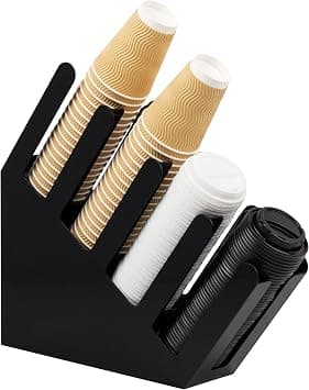 Mind Reader Fancy Cup And Lid Holder, 4 Compartment, Black Acrylic على Amazon.ae - متتبع الأسعار