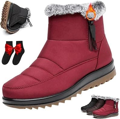 Women's Waterproof Orthopedic Warm Boots with Side Zipper,Fur Lined Warm Outdoor Ankle Short Boots,Comfortable Slip On Walking Snow Booties on Amazon.ae - Price Tracker