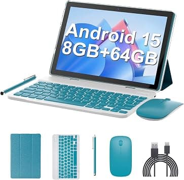Tablet 10 Inch Android 15 Tablet, 2 in 1 Tablets, Include Keyboard Mouse Case Stylus, 64GB ROM+8GB RAM 1TB expandable 2MP+8MP Dual cameras, 5G WIFI-6 Bluetooth 6000mAh Battery 10.1" 1280*800 HD Tab on Amazon.ae - Price Tracker