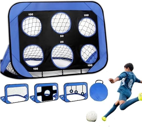 Football Training Net, Portable 8x8 FT Foldable Soccer Goal with 4 Training Modes, Durable Practice Equipment for Backyard & Field, Includes Carry Bag on Amazon.ae - Price Tracker