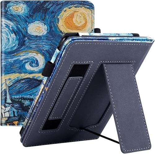 for Kindle Paperwhite 11th Generation 6.8 inch Case with Stand: Durable PU Leather Cover with Auto Sleep Wake, Hand Strap (Starry Sky) on Amazon - Best Deal Finder