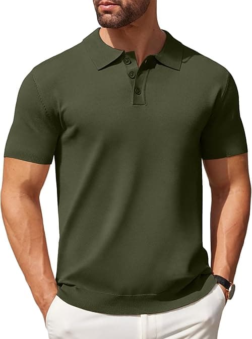 COOFANDY Mens Knit Polo Shirts Casual Short Sleeve Button Polo Shirt Classic Golf Shirts on Amazon.ae - Price Tracker
