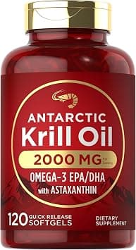 Carlyle Antarctic Krill Oil 2000 mg 120 Softgels | Omega-3 EPA, DHA, with Astaxanthin Supplement Sourced from Red Krill | Maximum Strength | Laboratory Tested on Amazon.ae - Price Tracker