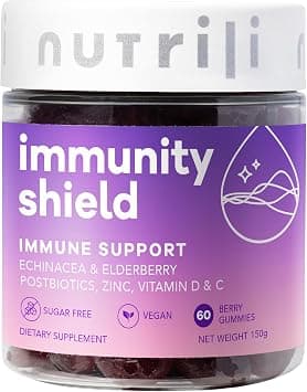 Nutrili Immunity Shield Gummies | (1 month) | Zinc, Vitamin D3, Vitamin C, Postbiotics, Elderberry, Echinacea, and Rhodiola على Amazon.ae - متتبع الأسعار