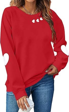 LOTUCY Valentines Day Shirts Women Love Heart Graphic Tee Shirt Buffalo Plaid Truck Print Long Sleeve Top on Amazon.ae - Price Tracker