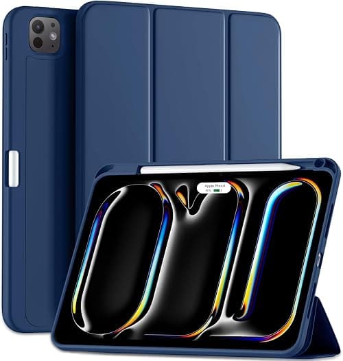 Maledan Case for iPad Pro 11 Inch 2024 (M4 5th Generation) with Pencil Holder, Slim Flexible TPU Back Shockproof Protective Cover Support Apple Pencil Pro/USB-C, Auto Wake/Sleep, Navy Blue on Amazon.ae - Price Tracker