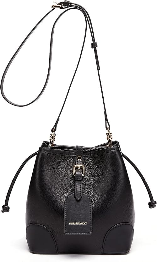 DORIS&JACKY Small Leather Drawstring Shoulder Bag Premium 2 Way Bucket Crossbody Purse For Women on Amazon - Best Deal Finder