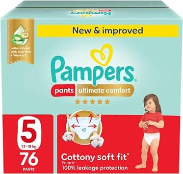 Pampers Ultimate Comfort, Size 5, 12-18 kg, Giant Box, 76 Diaper Pants - متتبع أسعار Amazon.sa