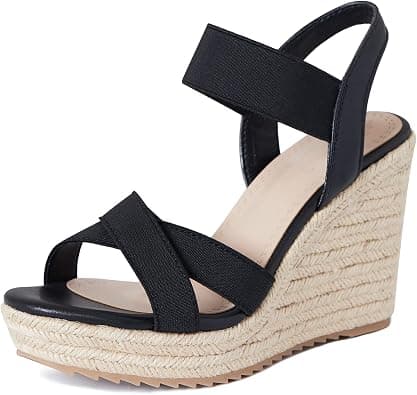 mikarka Women's Open Toe Espadrilles Wedge Sandal Slip On Elastic Ankle Strap Platform Sandals Dressy Comfortable Wedges Shoe on Amazon.ae - Price Tracker