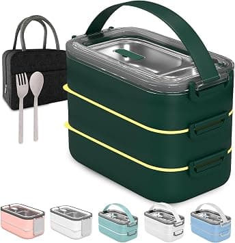 Stainless Steel Lunch Box for Kids & Adults with Bag, 3 Layers Food Container with Spoon & Fork, Leakproof Tiffin for Office on Amazon.ae - Price Tracker