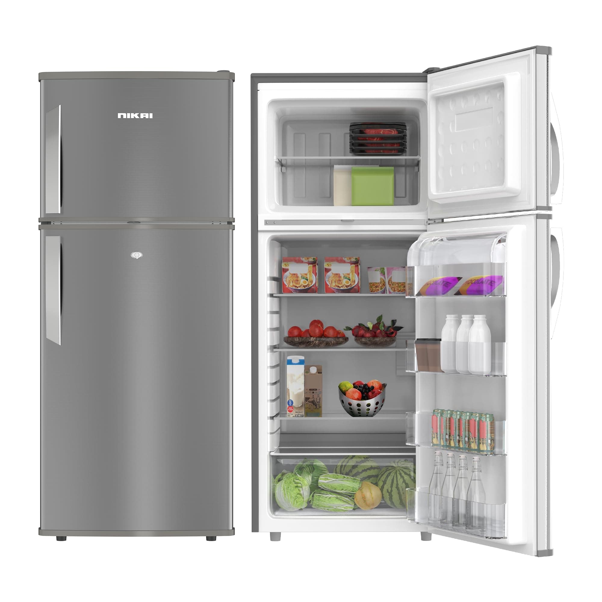 Nikai 450L Gross/311 Net, Double Door Refrigerator, with Vegetable Crisper & Adjustable Glass Shelves, Convenient Defrosting and Temperature Control, For Kitchen, Bedroom, Office & Hotels - NRF450DN5S on Amazon.ae - Price Tracker