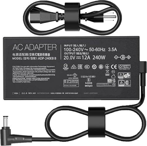 Cargador de 240W para ASUS Zephyrus G14 M16 G15 G16 S17 Duo 15 S ROG Strix Scar 15 17 G15 G17 ProArt StudioBook 15 16 17 TUF Gaming F17 F16 F15 A17 A15 GA402 GU603 Portable para juegos on Amazon.ae - Price Tracker
