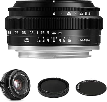 TTArtisan 25mm F2 Wide-Angle APS-C Camera Lens - Large Aperture Manual Fixed Lens for Sony E Mount Cameras | Manual Fixed Lens, Compatible with E Mount A6300 A6400 A6500 A6600 NEX-5 NEX-7 NEX5C A7lll A7Rll A7Rlll A7RlV A7SII A7SIII A9 على Amazon.ae - متتبع الأسعار