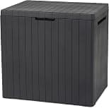 Keter City 113L Outdoor 96% recycled Small Balcony Garden Furniture Storage Box Grey Wood Panel Effect | Fade Free | All Weather Resistant | Safe and Secure | Zero Maintenance | 2 year Warranty - متتبع أسعار Amazon.sa