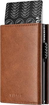 VULKIT Credit Card Holder RFID Blocking Leather Pop Up Card Wallet with Banknote Compartment, ID Window, Coin Pocket & Magnetic Closure | with Coin Pocket on Amazon - Best Deal Finder