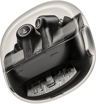 boAt New Launch Nirvana Crystl, Transparent Case,Spatial Audio, ANC(~32dB), 100Hrs Battery,4Mics ENx, Dual Pair,App Support, Bluetooth Earbuds, TWS Ear Buds Wireless Earphones with mic (Quantum Black) on Amazon.ae - Price Tracker