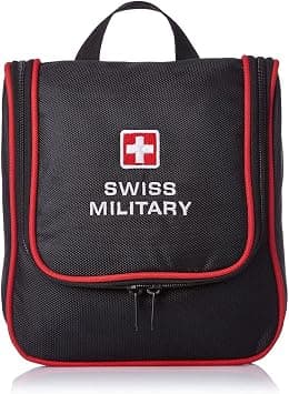 Swiss Military Toiletry Bag for Men and Women, Travel Organizer Pouch, Water-Resistant Polyester, Multiple Compartments with Quick-Access Pocket, Durable Zippers, Lightweight 3L Capacity, Black on Amazon - Best Deal Finder