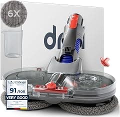 Dripl mop accessory compatible with Dyson V12 vacuum cleaners, electric floor cleaner with removable water tank, 6 washable pads + 1 replacement container (V12) - متتبع أسعار Amazon.sa