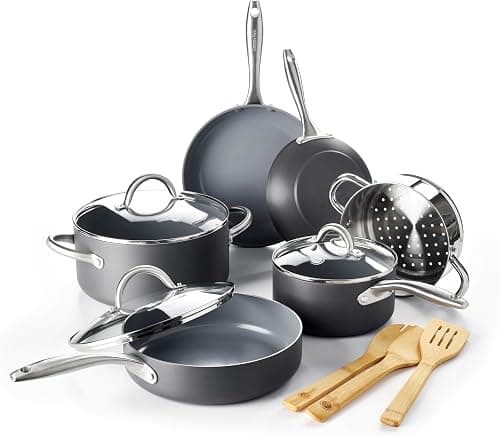 GreenPan Lima Ceramic Non-Stick Cookware Set 12-Piece Gray MS65Y0R on Amazon.ae - Price Tracker