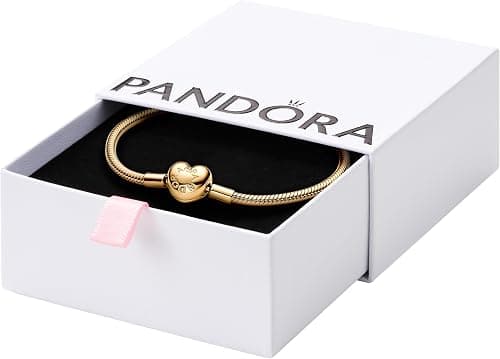 PANDORA Moments Schlangen-Gliederarmband mit Herz-Verschluss aus Sterling Silber mit vergoldeter Metalllegierung, Kompatibel Moments, Größe:18, 563050C00-18 على Amazon.sa - متتبع الأسعار